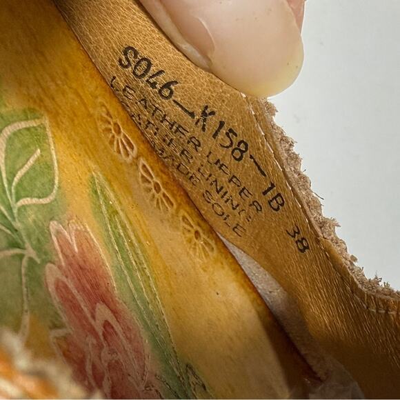 Miz Mooz Tooled Hand-Painted Leather Mules Boho Slip-On Round Toe EU 38 / 7.5–8 - Picture 6 of 16